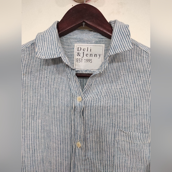 Strip linen Women Shirt - Picture 4 of 15
